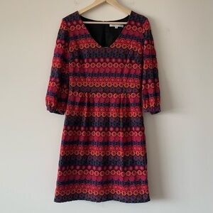 Trina Turk multicolor embroidered mesh dress. Size 8